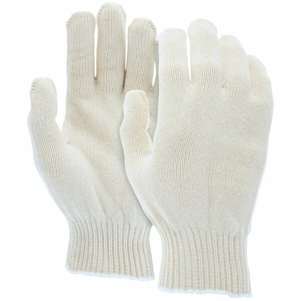 Mcr Safety Gloves, Economy Cotton/Polyester Nat, L, 12PK 9618LM